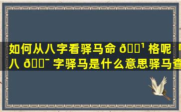 如何从八字看驿马命 🌹 格呢「八 🐯 字驿马是什么意思驿马查法」